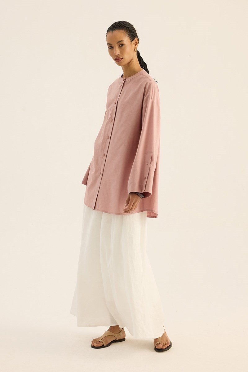 %100 Pamuk Kimono Gömlek Pudra