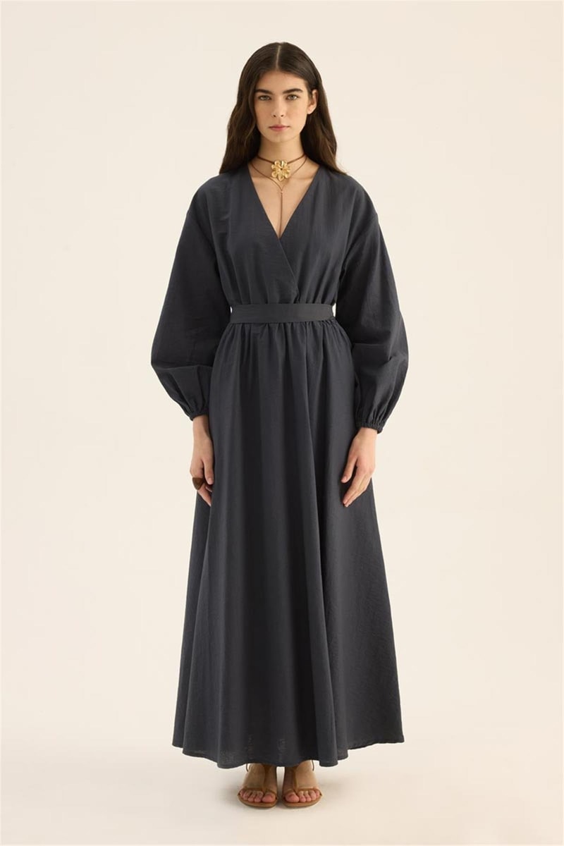 Beli Lastikli Elbise Antrasit