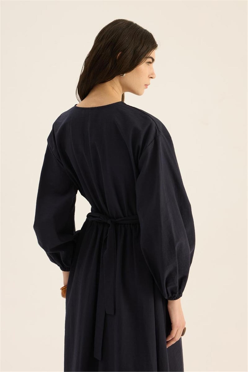 Beli Lastikli Elbise Lacivert