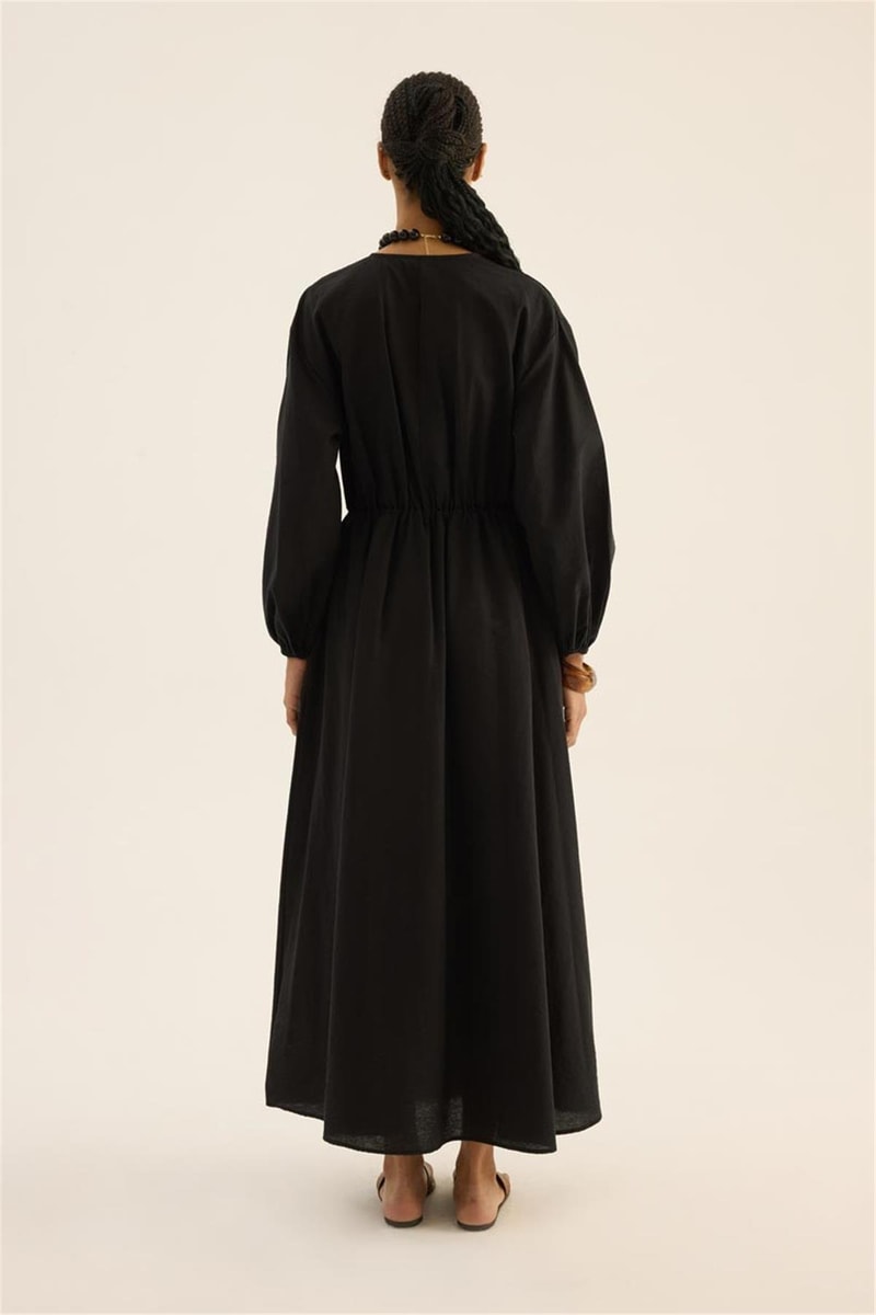 Beli Lastikli Elbise Siyah