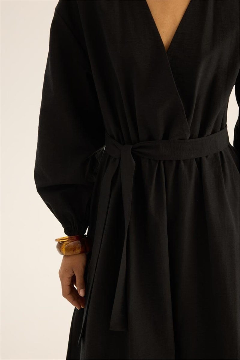 Beli Lastikli Elbise Siyah