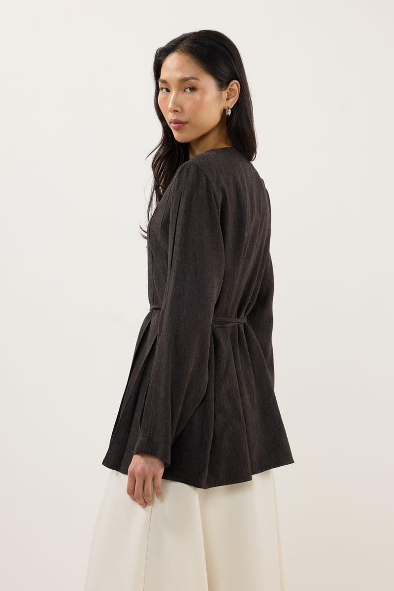 Bisiklet Yaka Kalın Gömlek Acı kahve