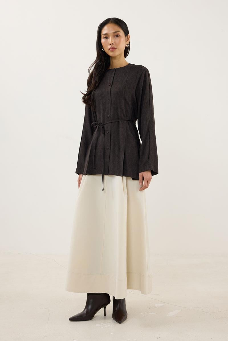 Bisiklet Yaka Kalın Gömlek Acı kahve