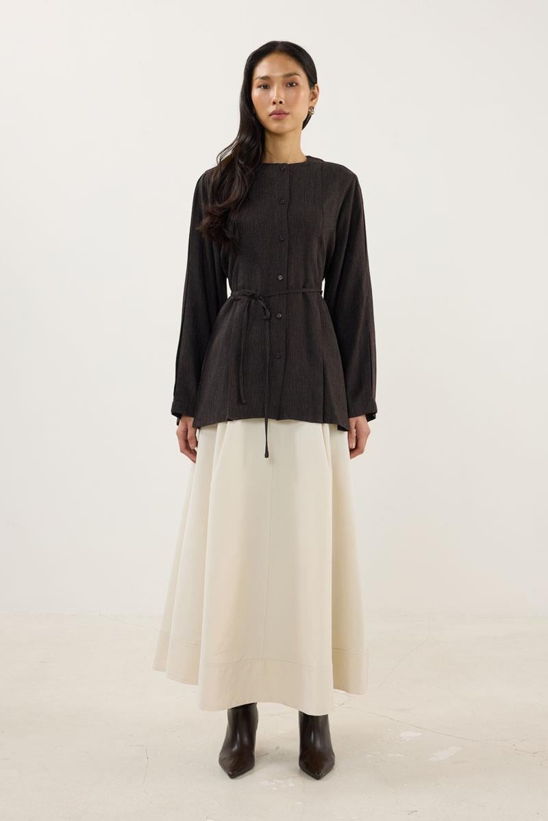 Bisiklet Yaka Kalın Gömlek Acı kahve