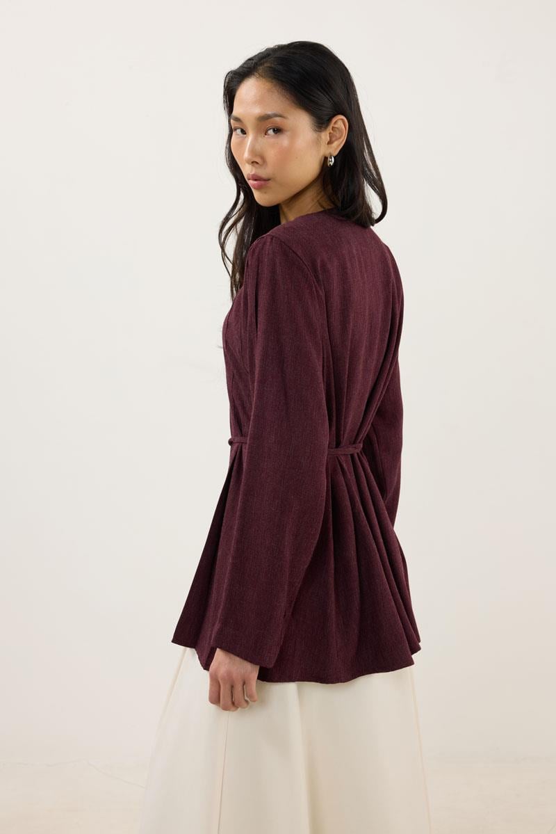 Bisiklet Yaka Kalın Gömlek Bordo