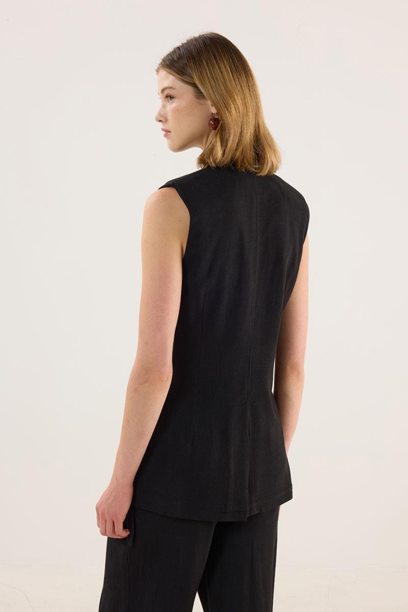 Biye Detaylı Yelek Siyah