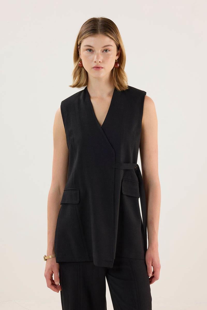 Biye Detaylı Yelek Siyah