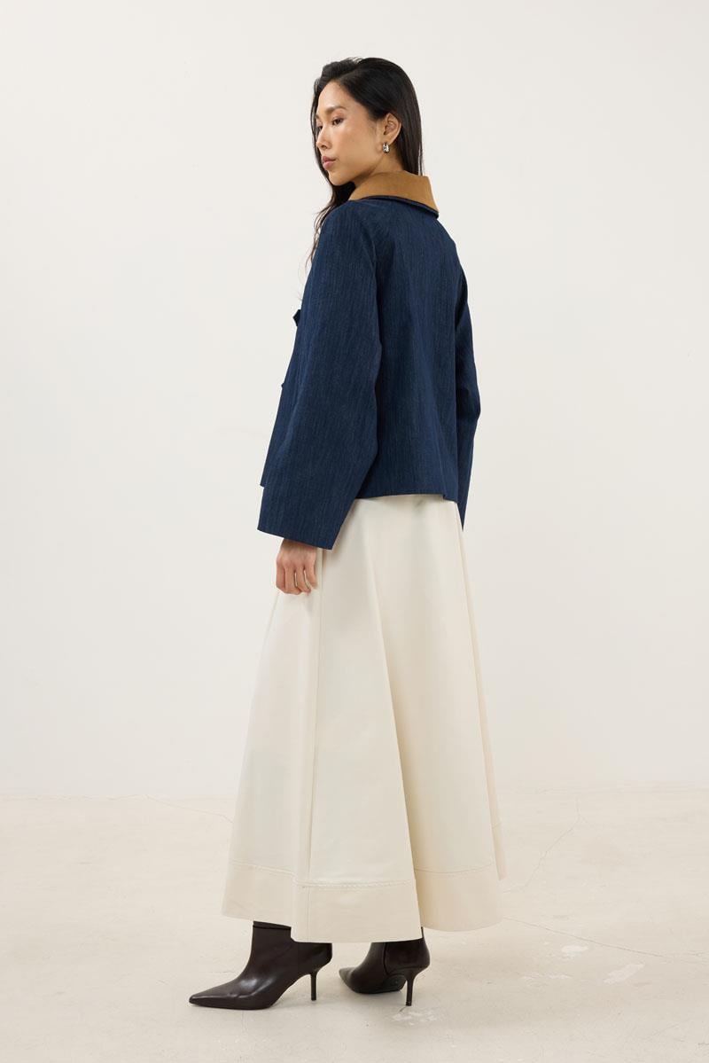 Çıkabilir Yakalı Kot Ceket Lacivert