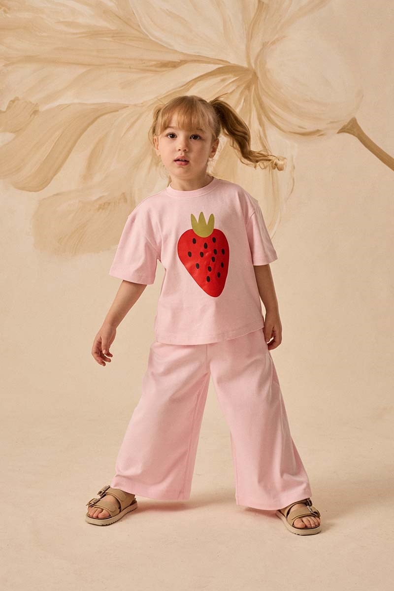 Çilek Baskılı Çocuk Tshirt Pembe