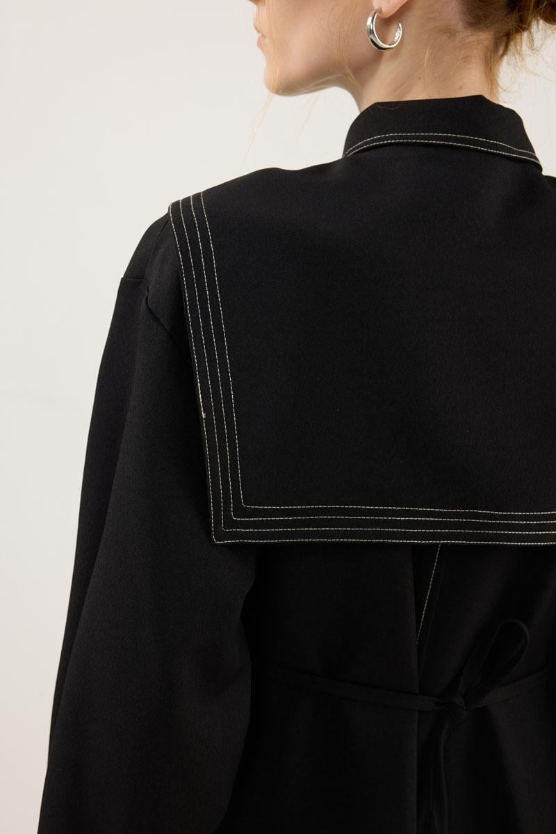 Denizci Yaka Elbise Siyah