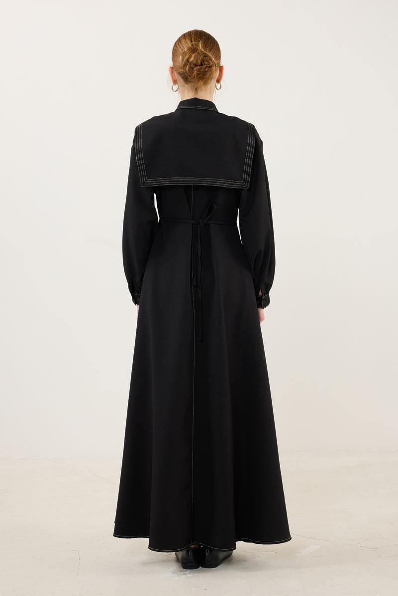 Denizci Yaka Elbise Siyah