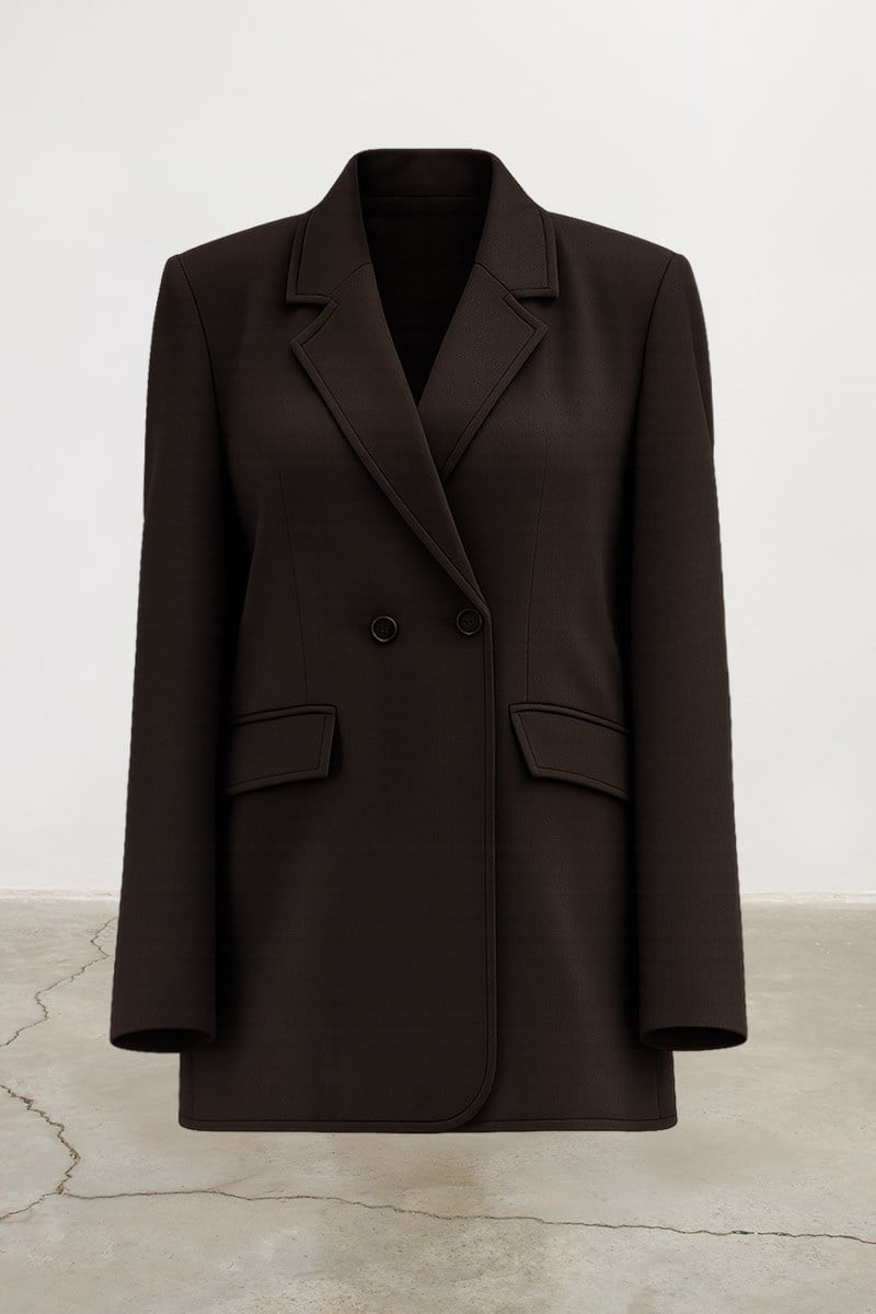 Dikiş Detaylı Blazer Acı kahve