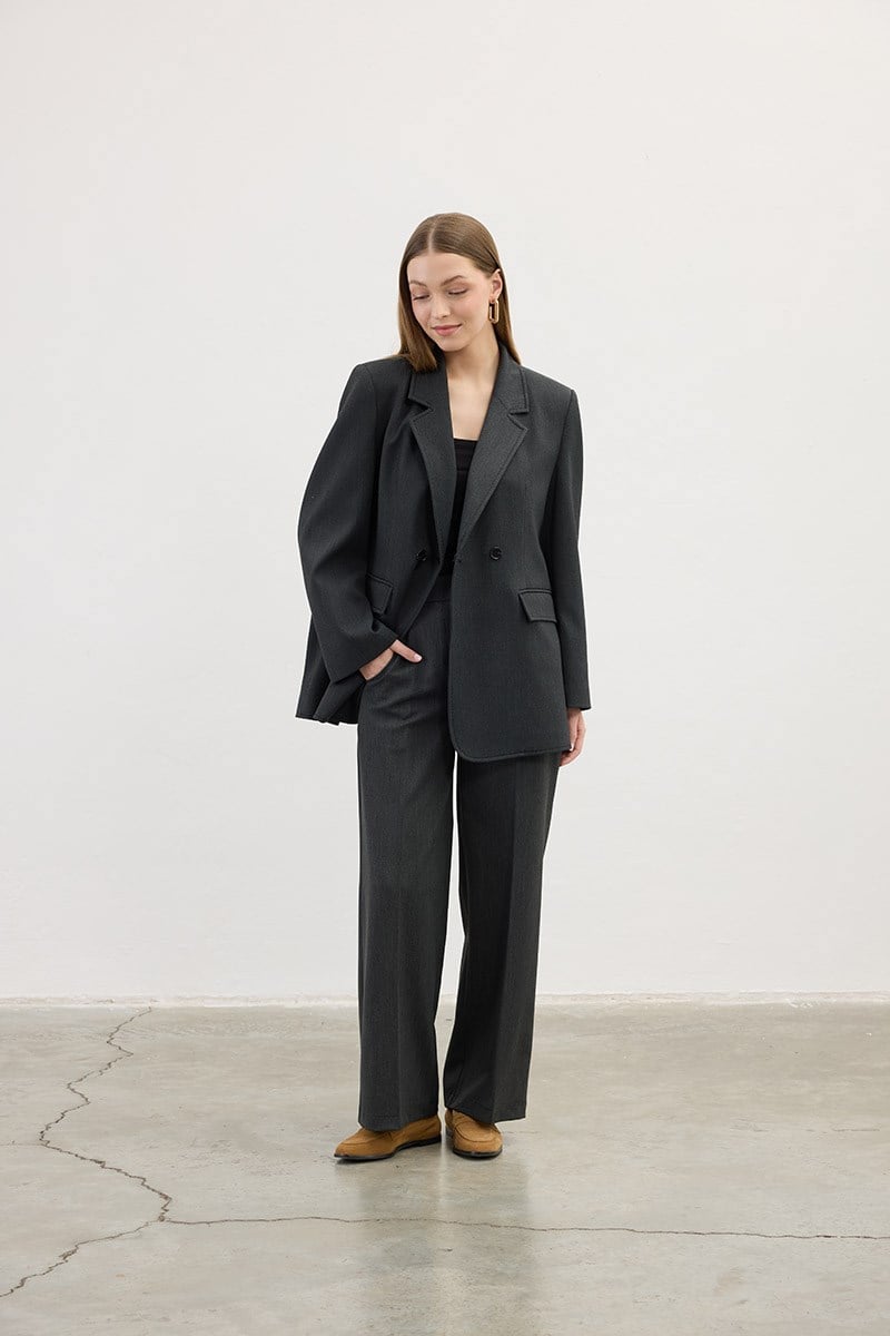 Dikiş Detaylı Blazer Antrasit