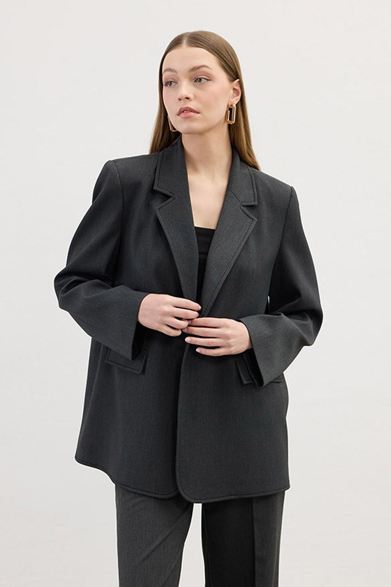 Dikiş Detaylı Blazer Antrasit