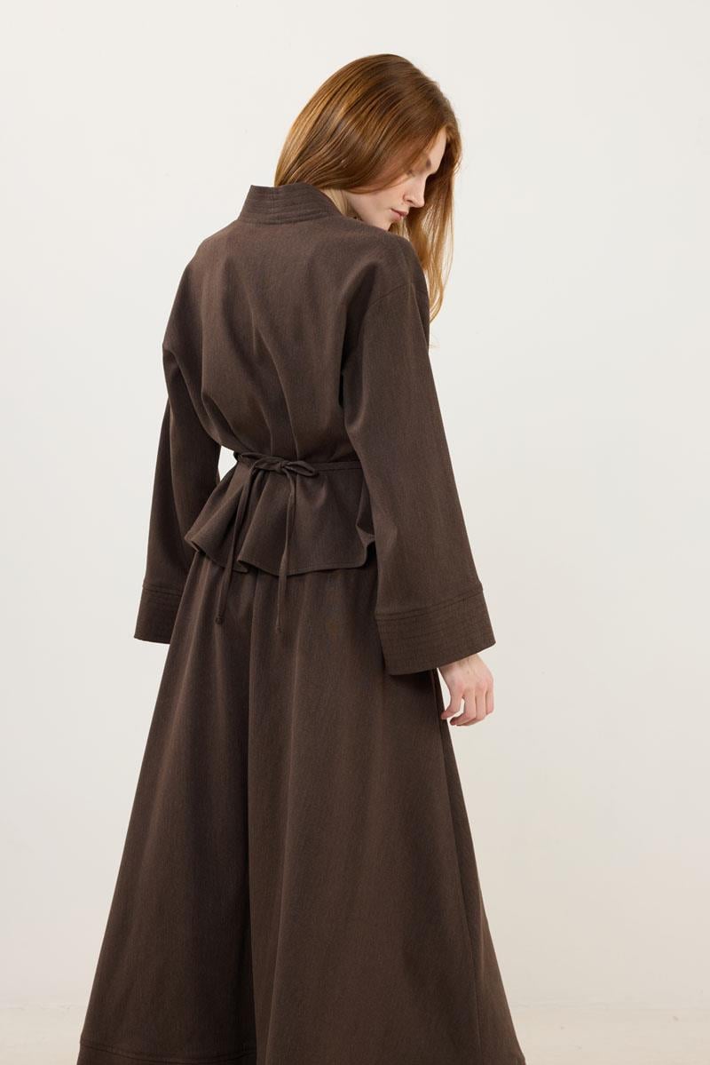 Dikiş Detaylı Ceket Acı kahve