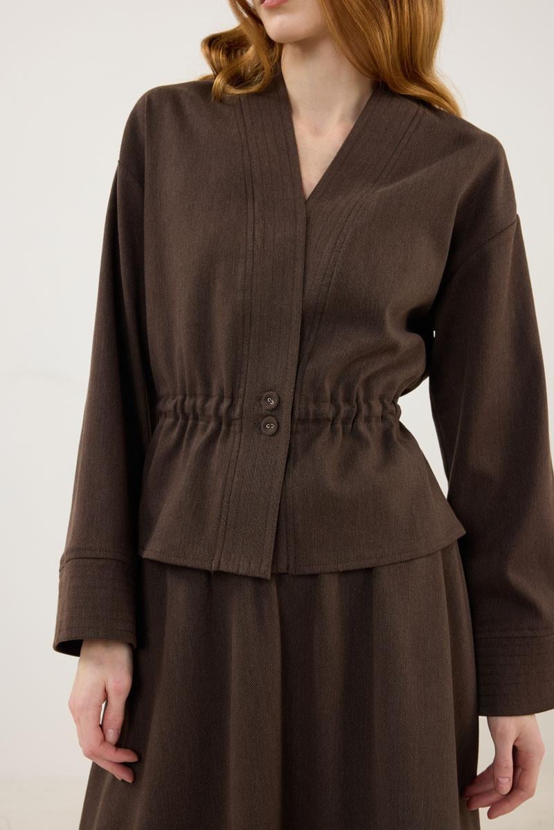 Dikiş Detaylı Ceket Acı kahve