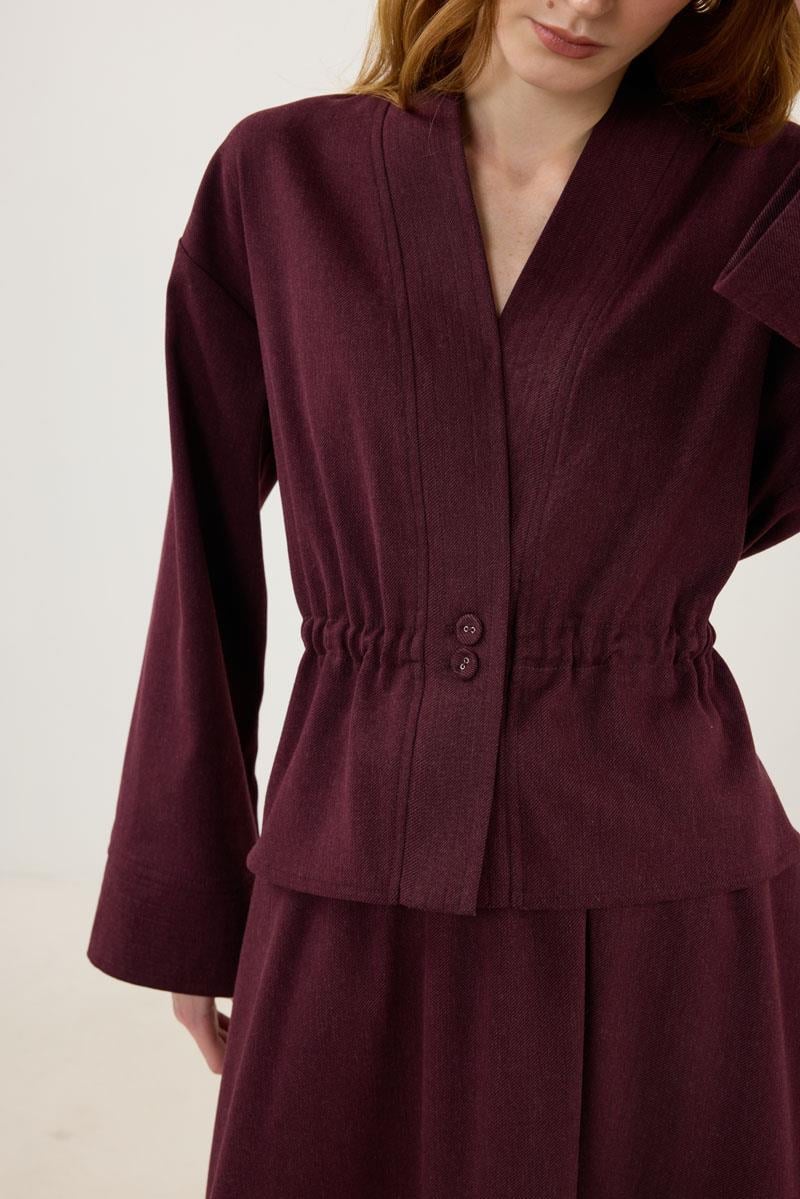 Dikiş Detaylı Ceket Bordo