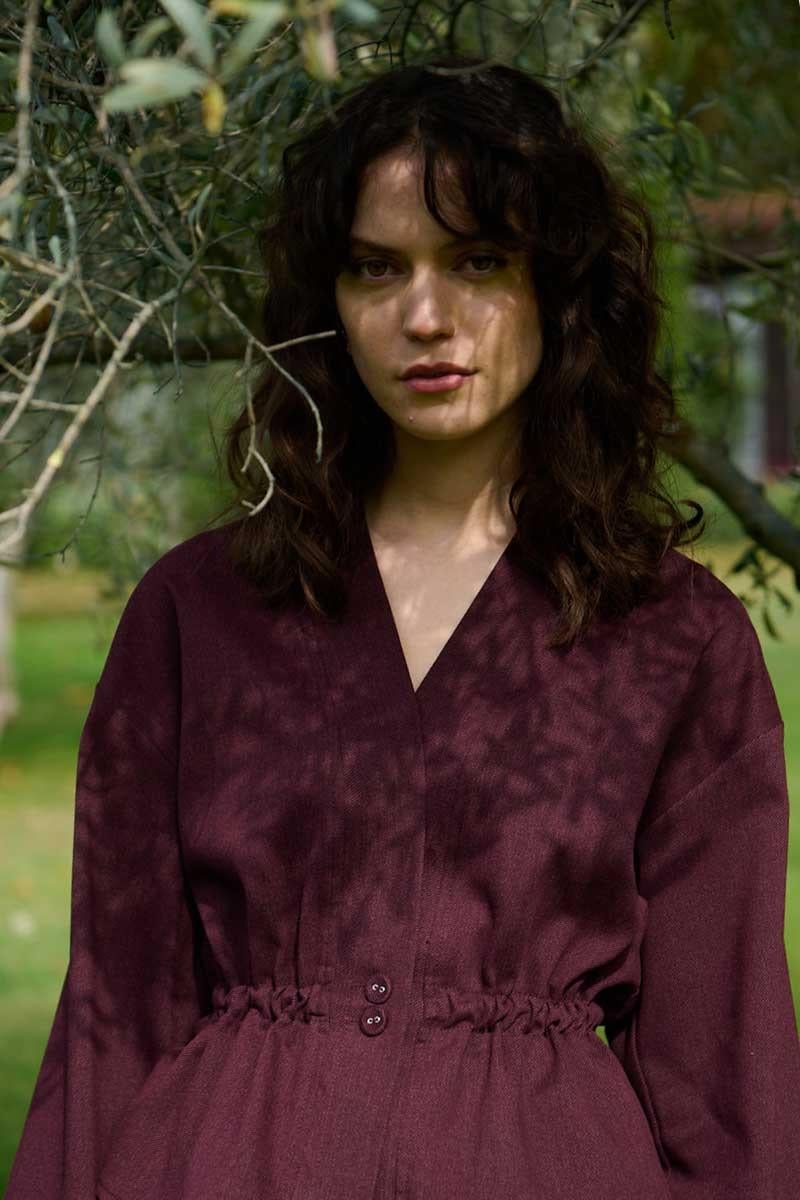 Dikiş Detaylı Ceket Bordo