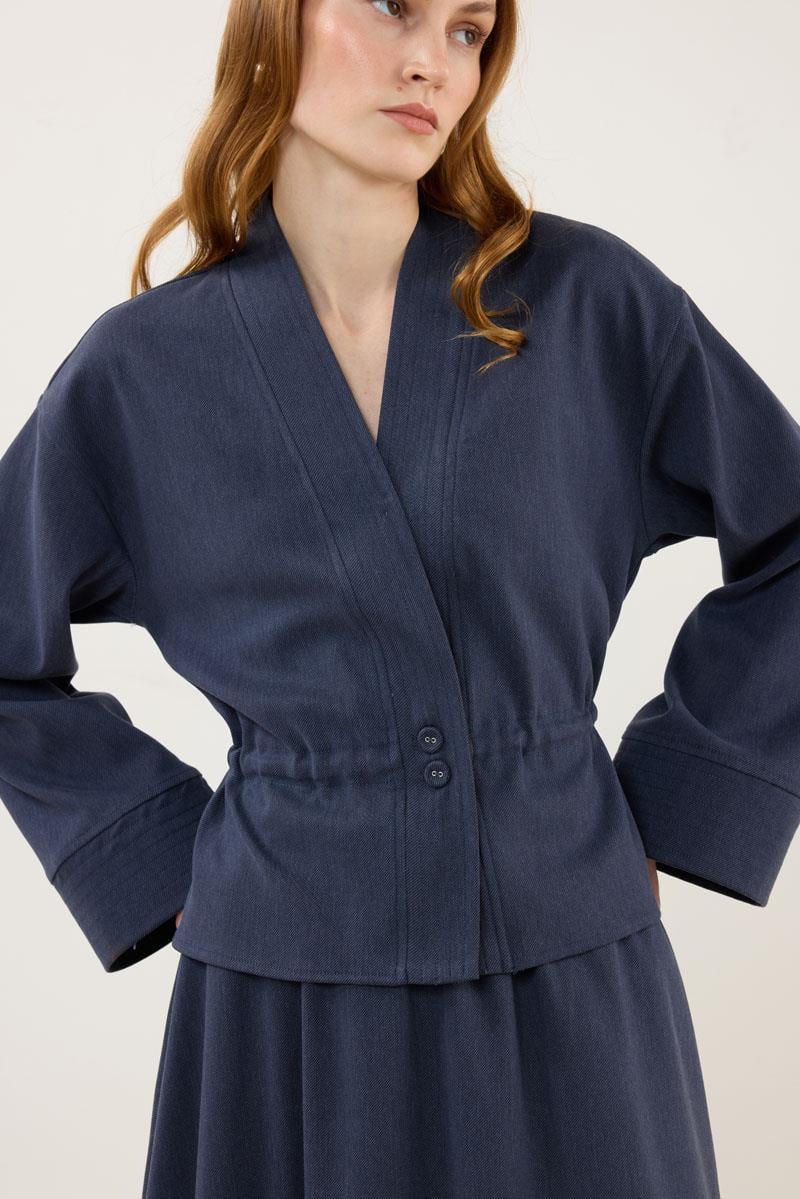 Dikiş Detaylı Ceket Lacivert