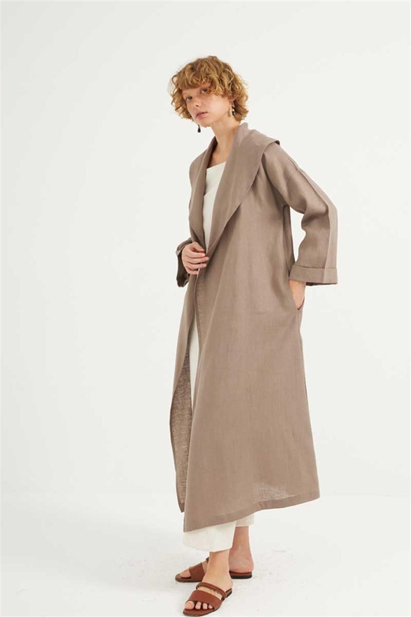 Dökümlü Ham Keten Kaftan