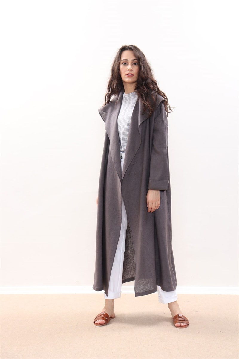 Dökümlü Ham Keten Kaftan