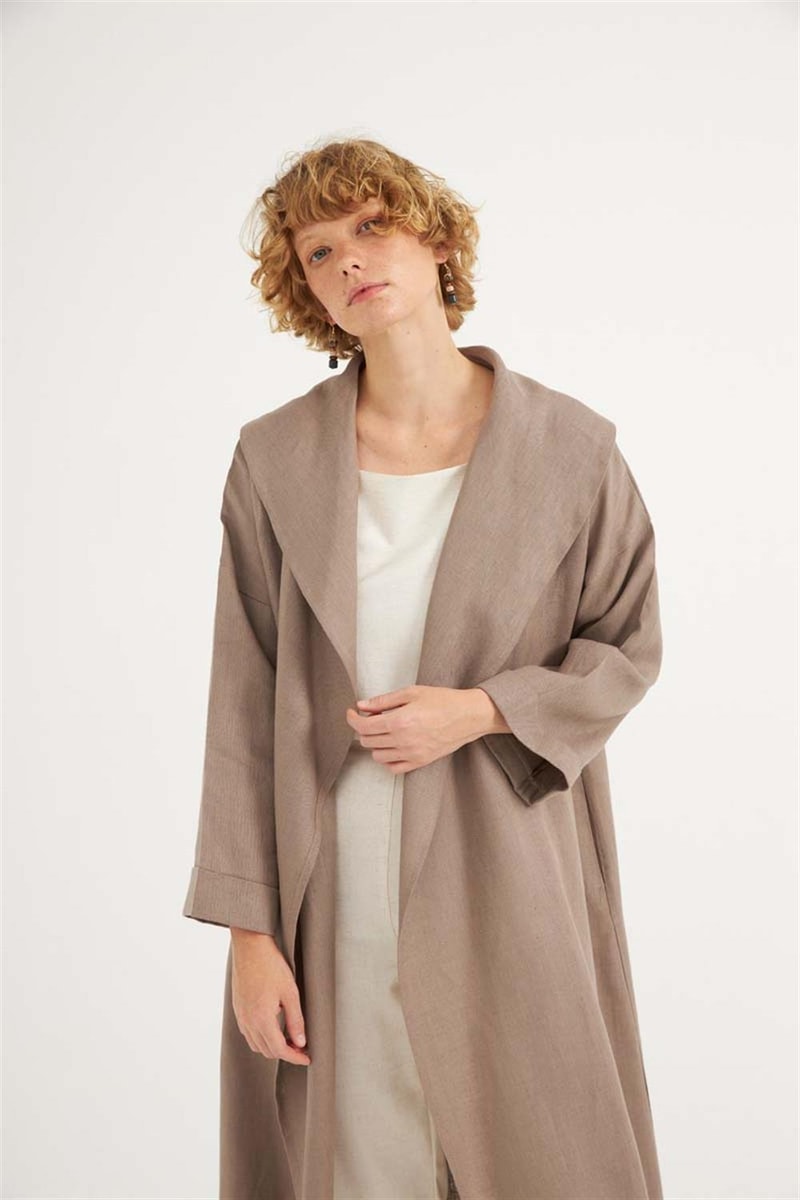 Dökümlü Ham Keten Kaftan
