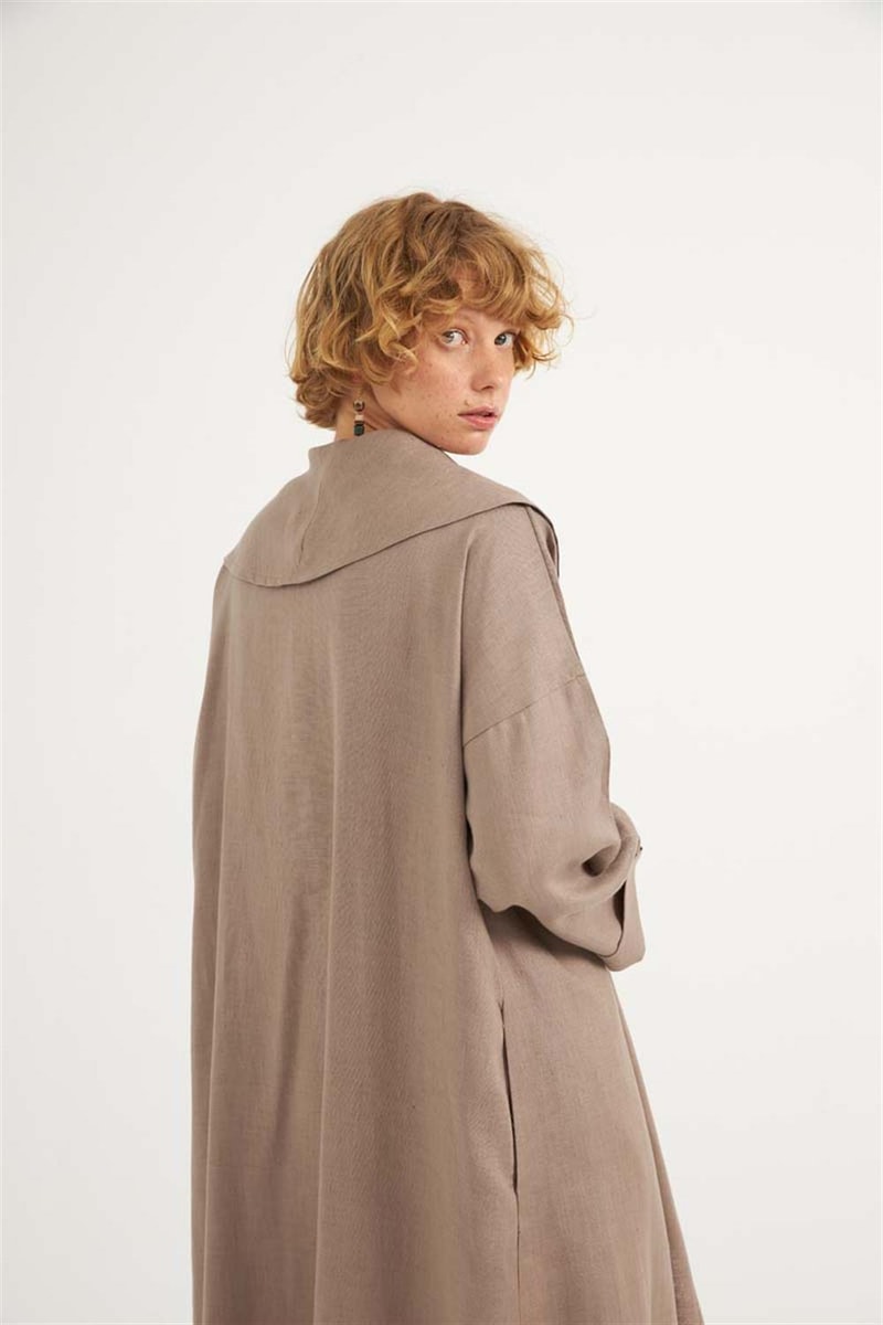 Dökümlü Ham Keten Kaftan