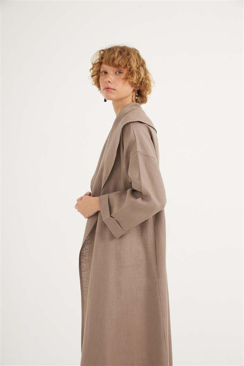 Dökümlü Ham Keten Kaftan