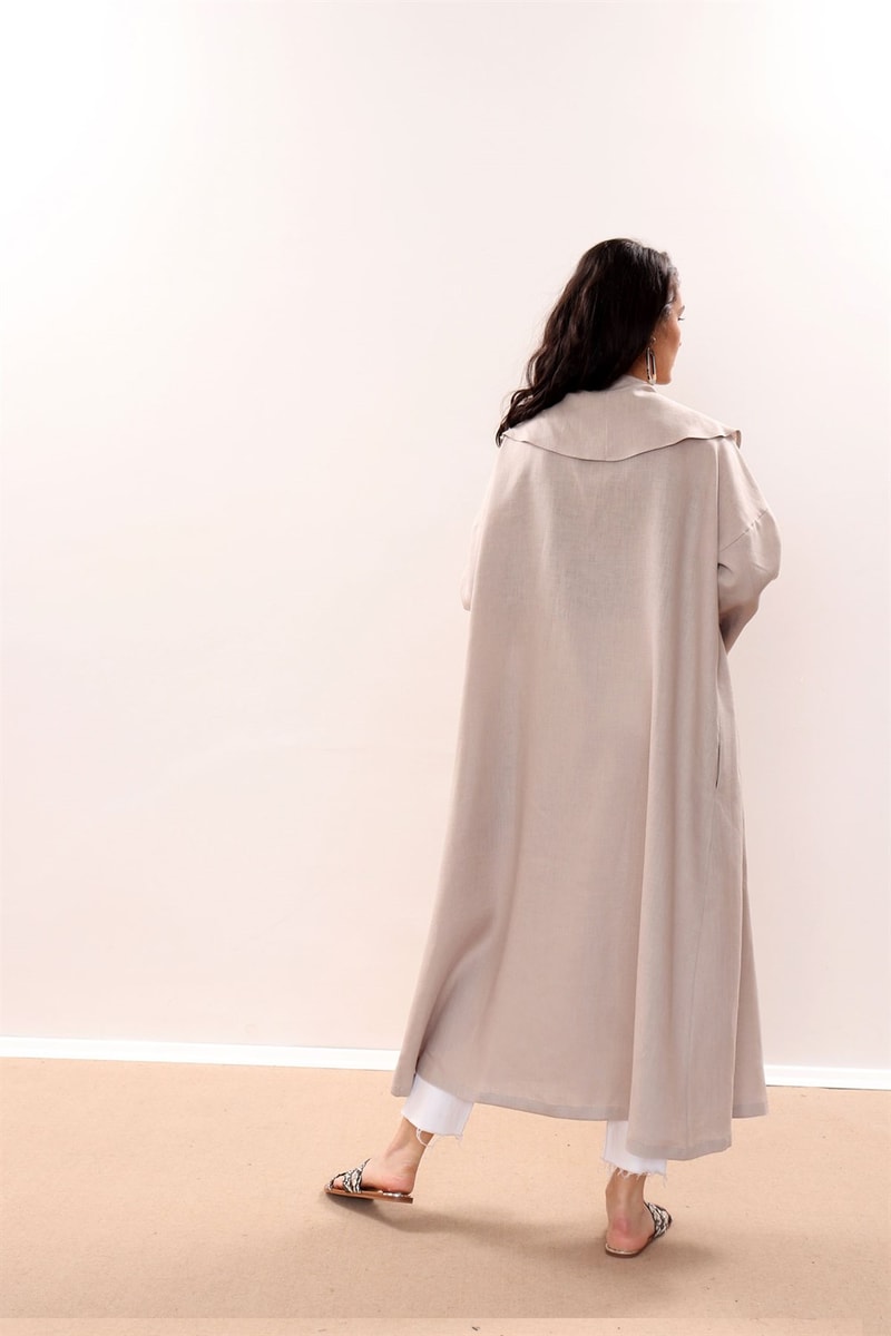 Dökümlü Ham Keten Kaftan