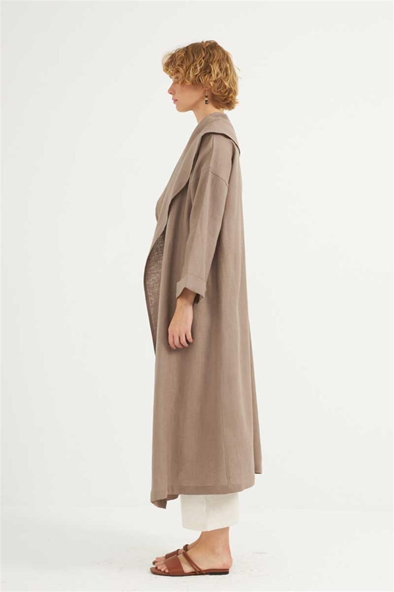 Dökümlü Ham Keten Kaftan