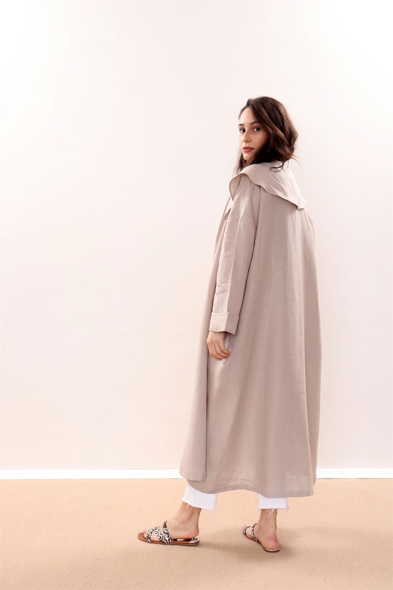 Dökümlü Ham Keten Kaftan