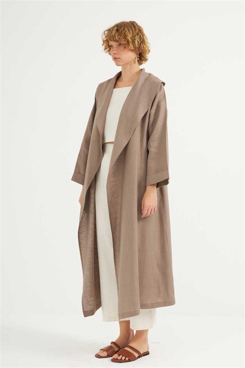 Dökümlü Ham Keten Kaftan
