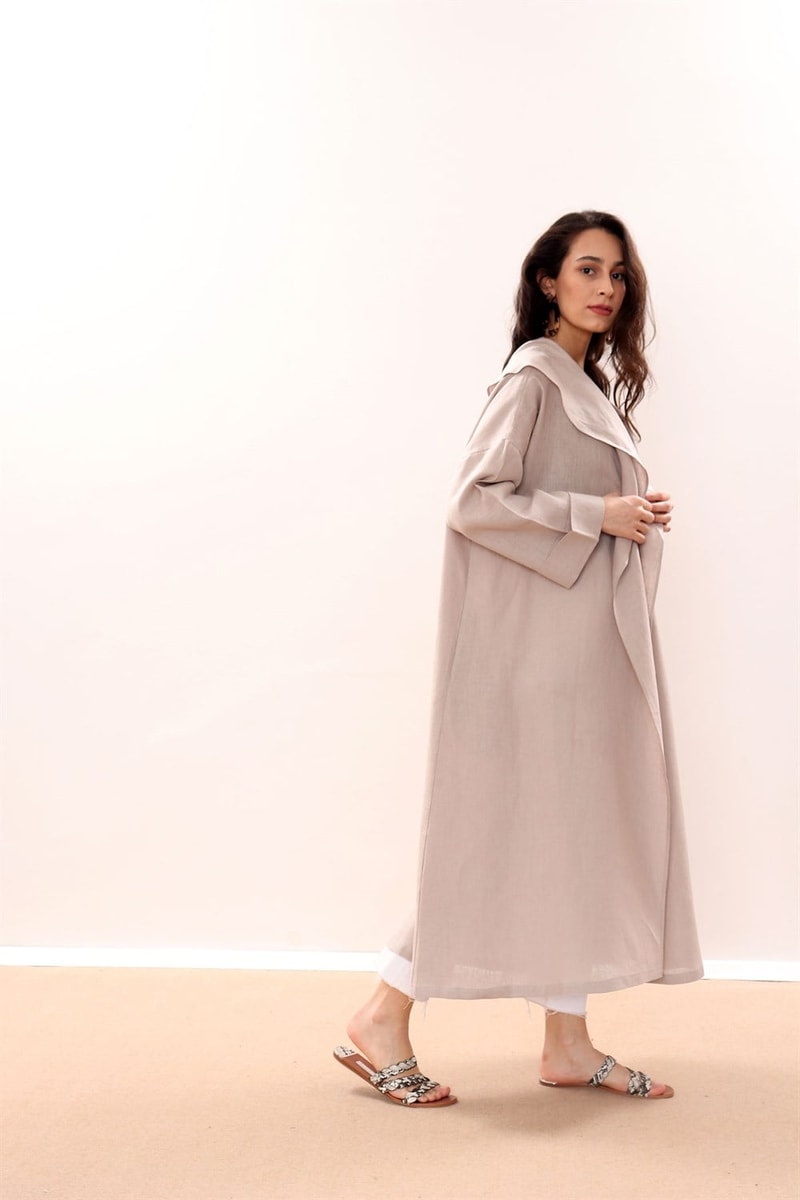 Dökümlü Ham Keten Kaftan