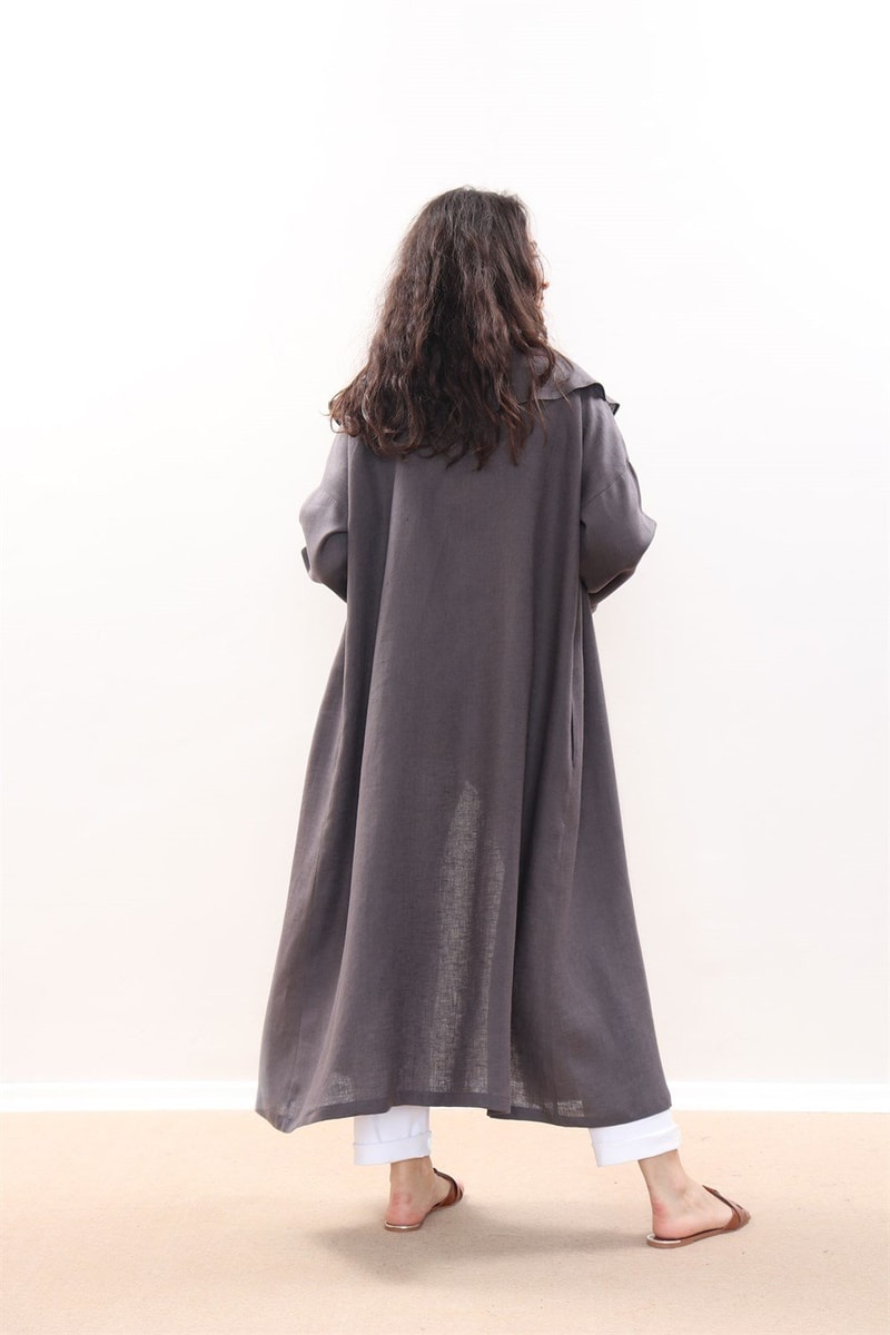 Dökümlü Ham Keten Kaftan