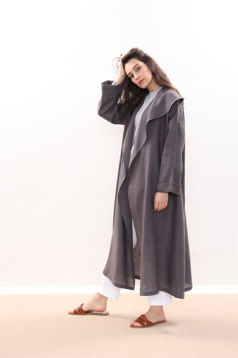 Dökümlü Ham Keten Kaftan
