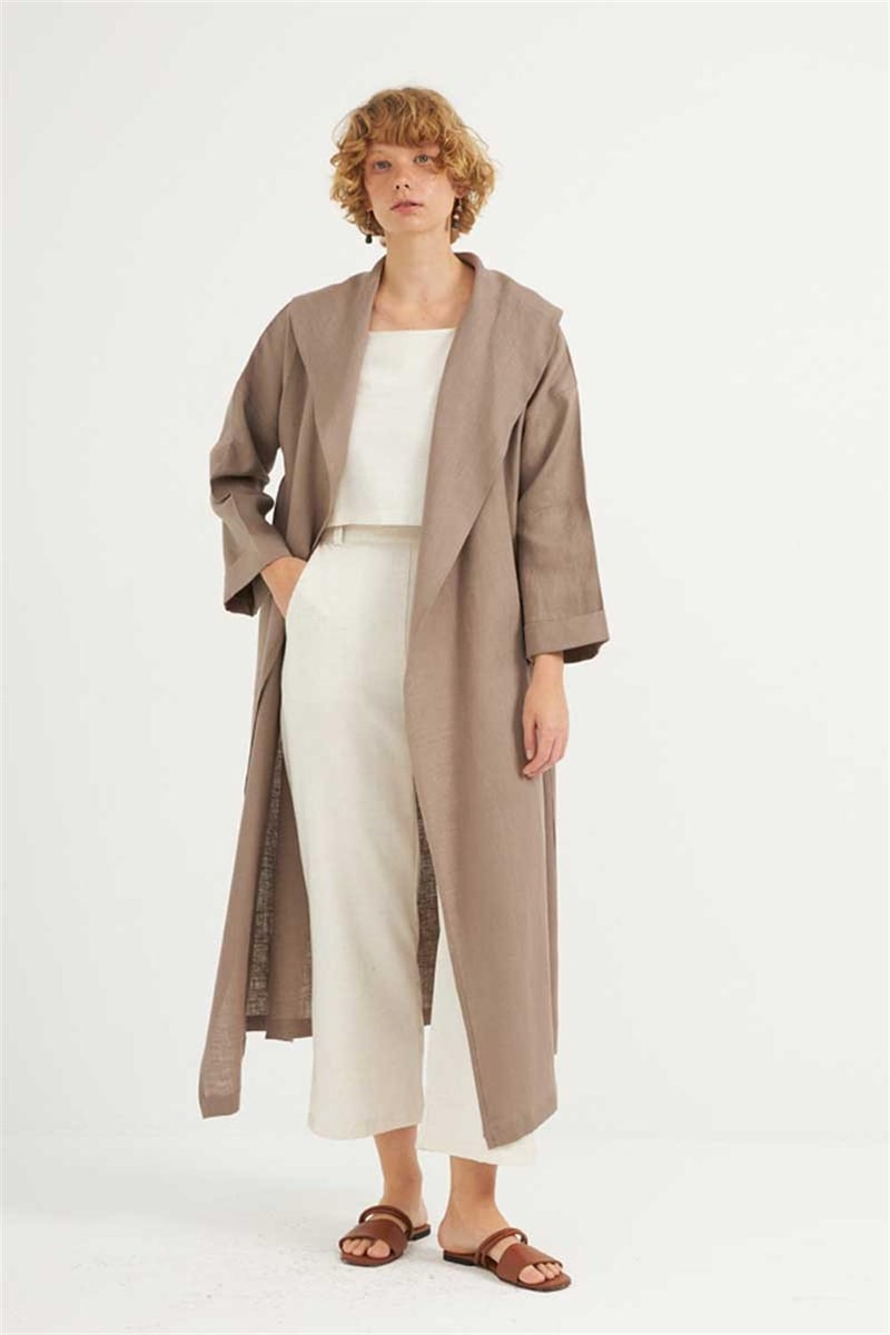 Dökümlü Ham Keten Kaftan