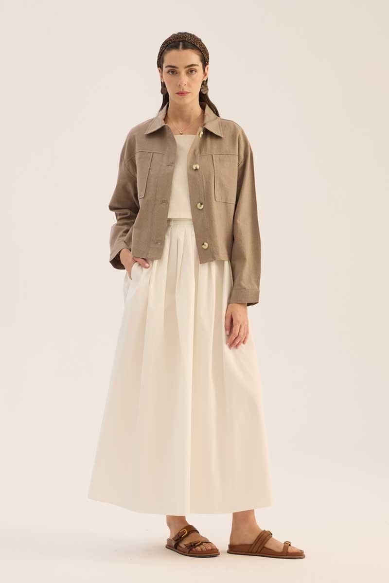 Düğmeli Keten Ceket