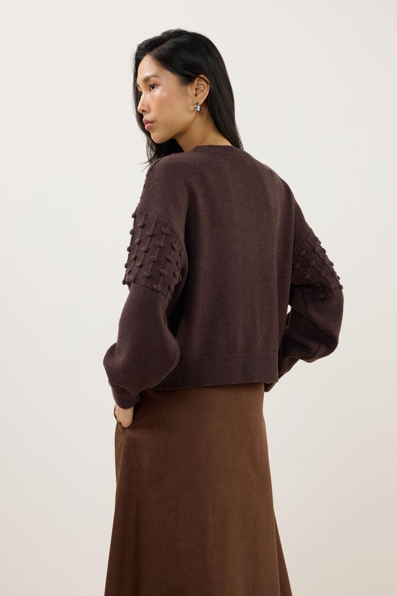 Düğüm Detaylı Kazak Acı kahve