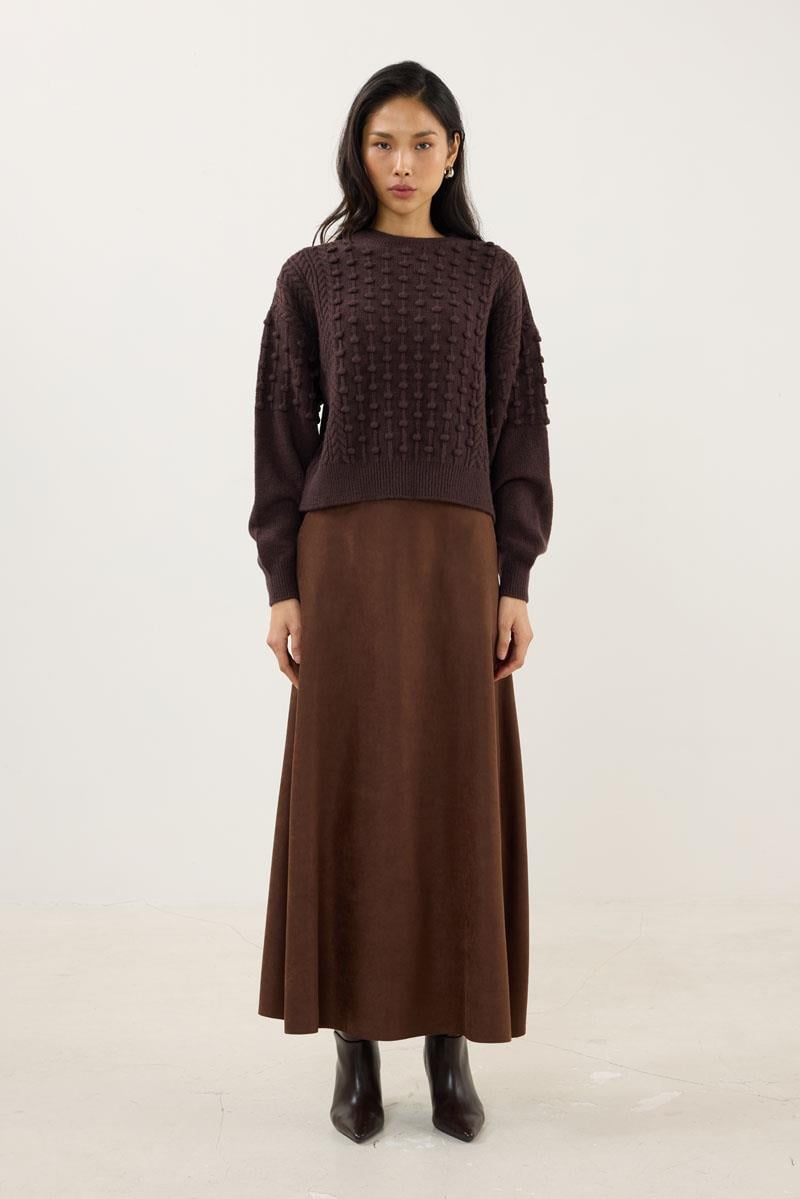 Düğüm Detaylı Kazak Acı kahve