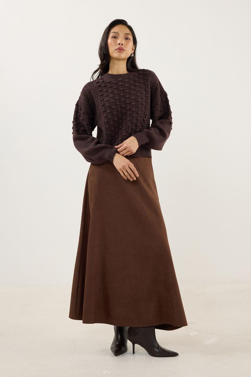 Düğüm Detaylı Kazak Acı kahve