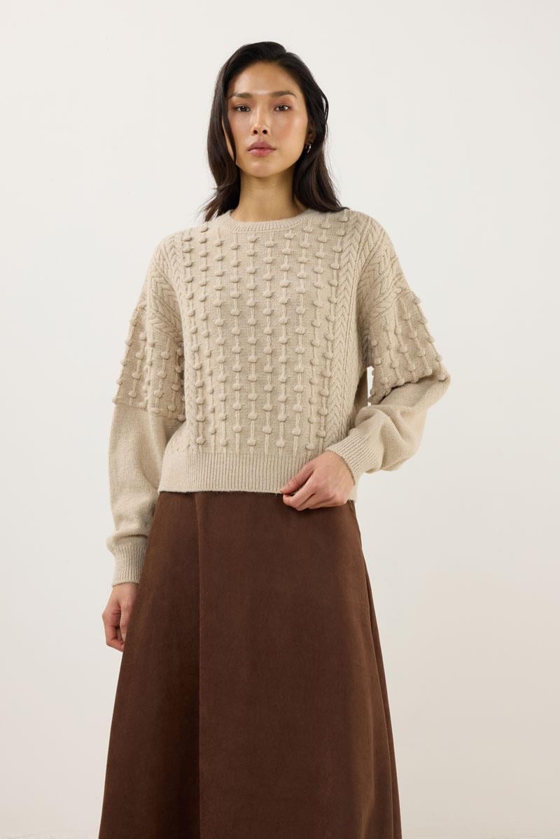 Düğüm Detaylı Kazak Krem