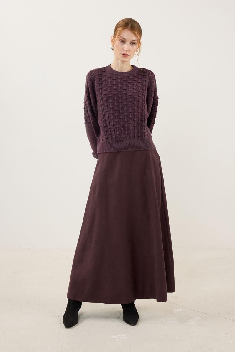 Düğüm Detaylı Kazak Mürdüm