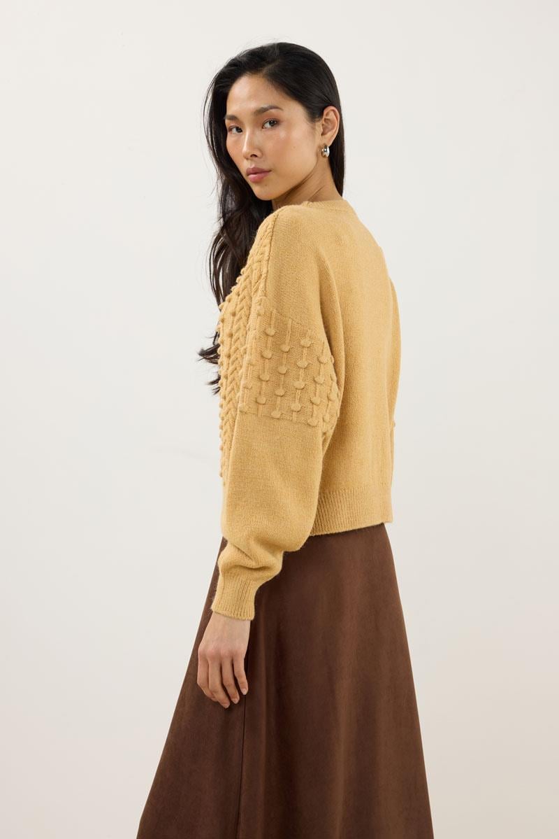 Düğüm Detaylı Kazak Soft Sarı