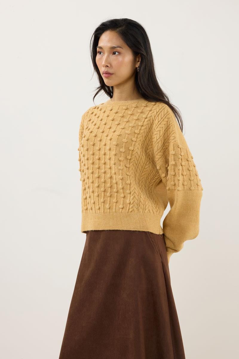 Düğüm Detaylı Kazak Soft Sarı