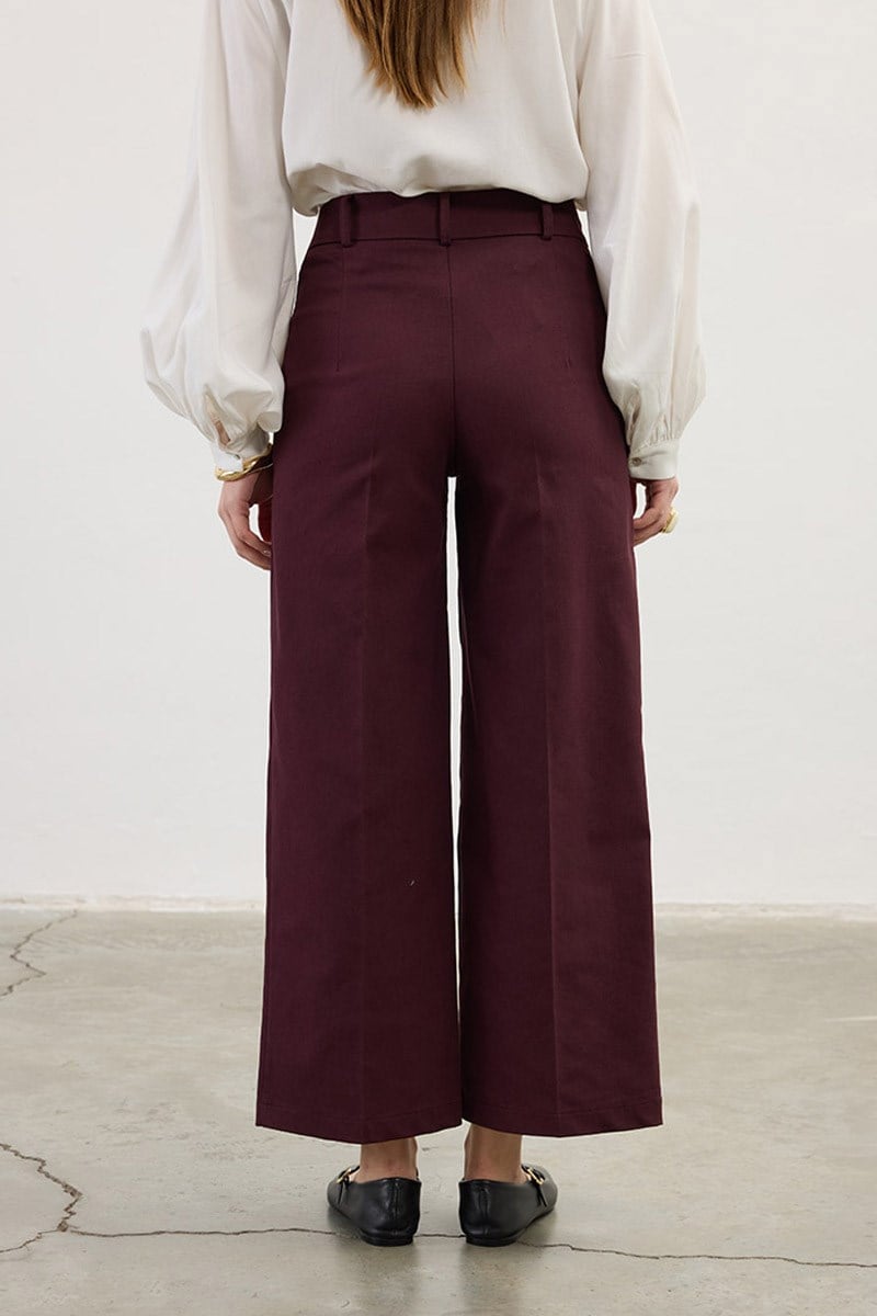 Düz Kesim Pantolon Bordo
