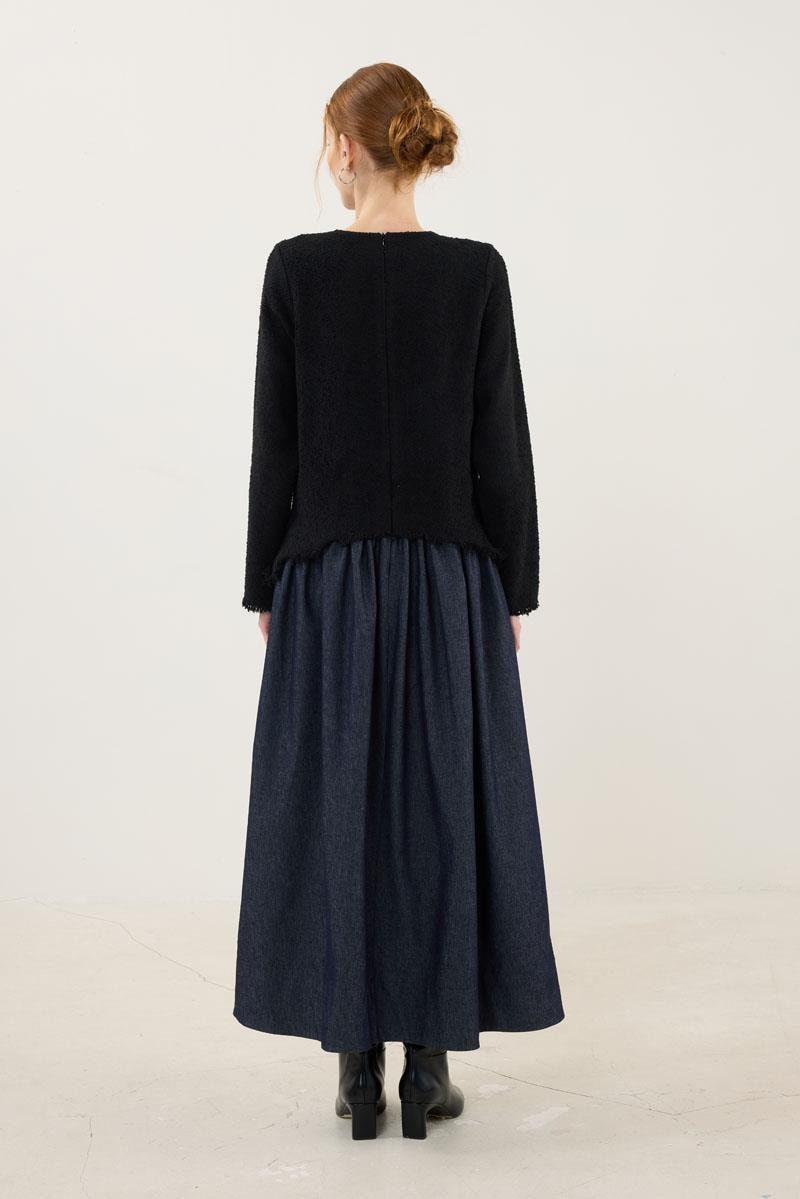 Eteği Kot Elbise Siyah