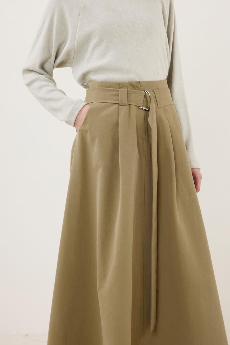 Etek Ucu Parçalı Kemerli Etek Haki