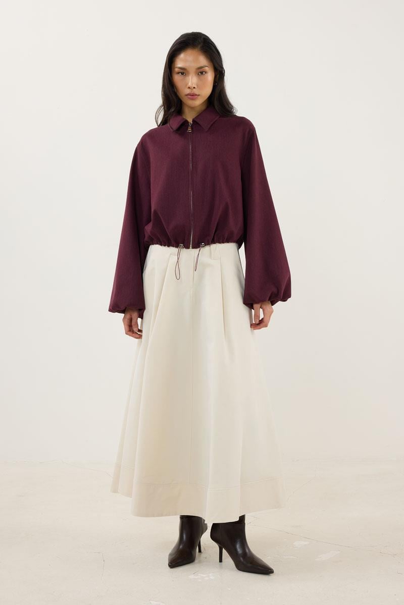 Fermuarlı Bomber Ceket Bordo