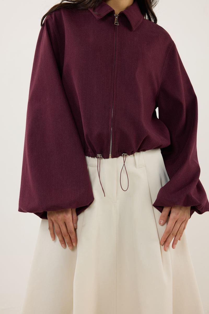 Fermuarlı Bomber Ceket Bordo