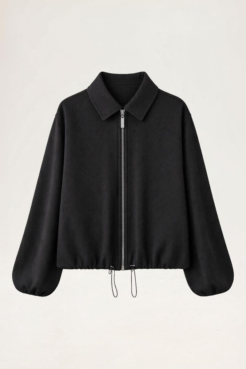 Fermuarlı Bomber Ceket Siyah